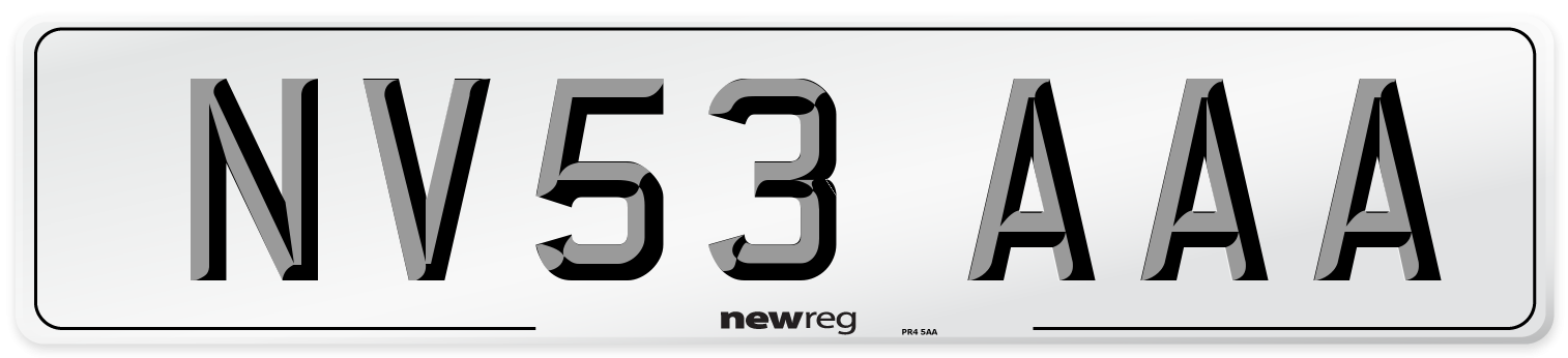 NV53 AAA Number Plate from New Reg